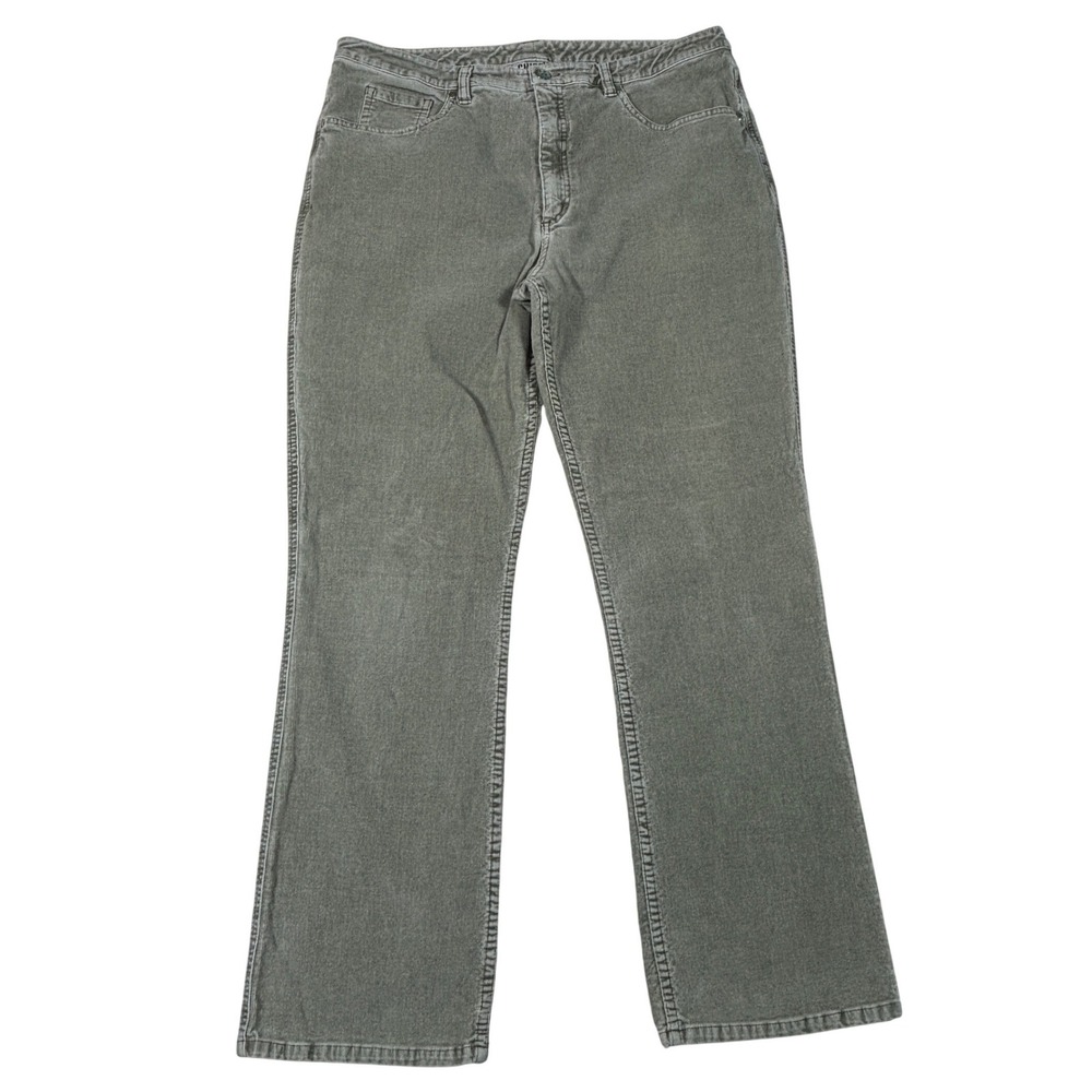 Chicos Design Womens Sage Green Corduroy Bootcut Pants Size 2.5 Stretch Mid Rise